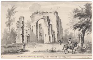 125 een oude Ruinen te Buttinge int eylandt van Walgeren. De ruïne van de kerk van Buttinge te Grijpskerke