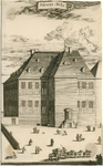 1257 Prinsen Huys. Gezicht op het Prinsenhuis te Vlissingen, afgebrand in 1749, met voorbijgangers