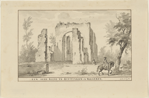 126 Een oude Ruine te Buttingen in Walgeren. De ruïne van de kerk van Buttinge te Grijpskerke