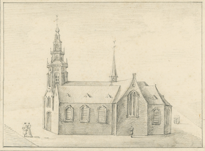 1266 De Sint Jacobskerk (rooms-katholiek) te Vlissingen, met voorbijgangers
