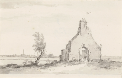 129 Gezicht op de ruïne van de kerk van Hoogelande te Grijpskerke