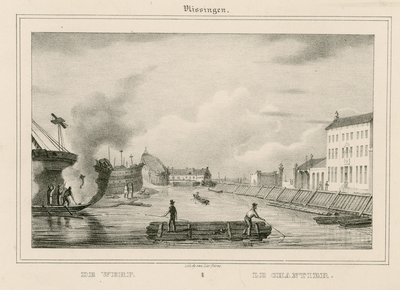 1292 Vlissingen. De Werf. Le Chantier. Gezicht op de scheepswerf van de marine te Vlissingen, met links het ...