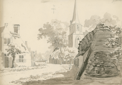 1304 Gezicht in het dorp Gapinge, met toren van de Nederlandse Hervormde kerk