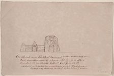 1348 Overblijfsel van de Kerk te St. Boudewijnskerke ... gelijk zij was in 1843. De ruïne van de toren van de ...