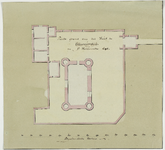 1391 Platte Grond van het Huis te Ellewoutsdijk, na Jc. Hildernisse. 1694. Plattegrond van het kasteel te Ellewoutsdijk
