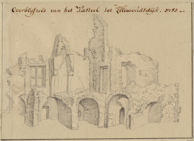 1396 Overblijfzels van het Kasteel tot Ellewoudsdijk. 1783. De ruïne van het kasteel van Ellewoutsdijk