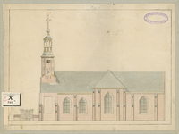 1465 De oostzijde van de Nederlandse Hervormde kerk te 's-Gravenpolder, vervaardigd voor de predikant J. Grims