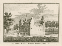 1486 Het Huis te Werf of Sr. Hendriksburg. Gezicht op het huis te Werf te 's-Heer Hendrikskinderen, met personen op de brug