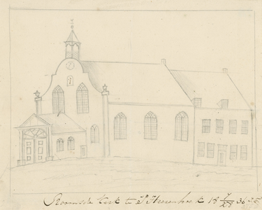 1493 Roomsche Kerk te 's Heerenhoek. De rooms-katholieke kerk en pastorie te 's-Heerenhoek