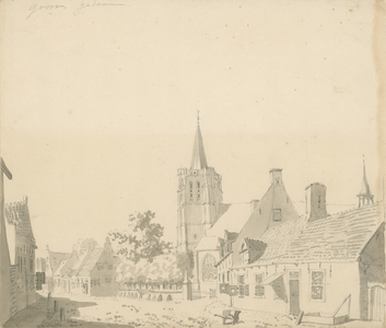 1498 Gezicht in het dorp Heinkenszand, met Nederlandse Hervormde kerk