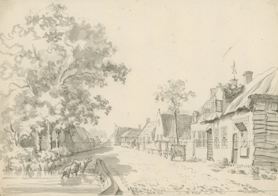 1508b Gezicht in de dorpsstraat van Hoedekenskerke, met vate en vee