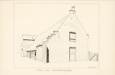 151 Stal van Lammerenburg. Gezicht op de stal van het hof Lammerenburg te Koudekerke (W.), afgebroken in 1921
