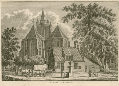 1517 De Kerk te Kapelle. Gezicht op de Nederlandse Hervormde kerk te Kapelle