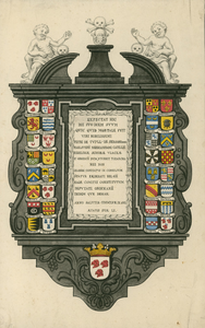 1529 Gedenkbord boven het graf van Pieter Tuyll van Serooskerken, lid van de Raad van State, heer van Maalstede etc., ...