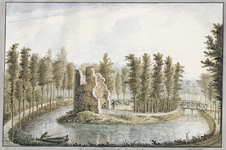 1539 Ruiine van Maelstede Anno1784. Gezicht op de ruïne van het kasteel Maalstede te Kapelle, met links op de voorgrond ...