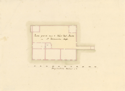157 Platte Grond van 't Huis der Boede na Ic. Hildernisse. 1696. Plattegrond van het huis Der Boede te Koudekerke (W.)