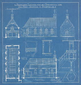 1573-2 Bestaande Toestand van het Kerkgebouw der Ned. Herv. Gemeente te Krabbendijke. Plattegrond, situatie, ...