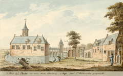 159 't Huis der Boede van agteren, na Ic. Hildernisse. 1696. Gezicht op de achterzijde van het huis Der Boede te ...