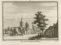 1598 Het Dorp Oudelande. Gezicht in de dorpsstraat te Oudelande, met werkzaamheden aan de toren van de Nederlandse ...
