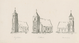 16 Aagtekerke. Zoutelande. Meliskerke. De Nederlandse Hervormde kerken met hun torens te Aagtekerke, Zoutelande en Meliskerke