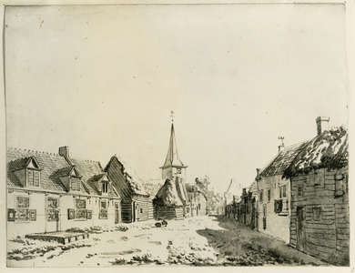 1602c Gezicht in het dorp Ovezande met toren van de Nederlandse Hervormde kerk, vanuit het westen