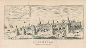 1604 Rommerswaal vertoonde zich van ouds aldus. Aldus vertoonen zich de fondamenten der huysen by geheel leeg water der ...