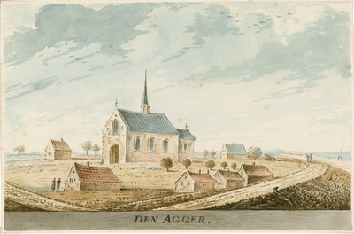 1632 Den Agger,. Gezicht op de overblijfselen van de rooms-katholieke kerk van Den Agger in het verdronken land van ...