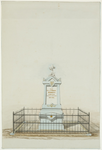 1661a Vooraanzicht van het monument, gemaakt door J.J. Rousseaux te Antwerpen, met attributen en tekst, voor dr J. ab ...