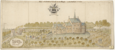 167 Huys en Ridderlijcke Hofstede van der Hooghe, int Eylant Walcheren in Zeelant. Gezicht op het slot ter Hooge te ...