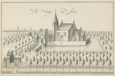 170 Het Huijs ter Hoog. Gezicht op het slot ter Hooge te Koudekerke (W.), met op de achtergrond de stad Middelburg