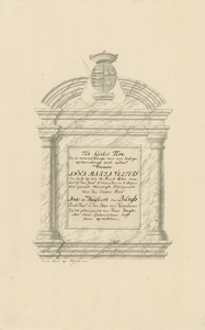 1728 In de Kerk op Burgt. Het gedenkteken van Anna Maria Velters, overleden 16 maart 1670, echtgenote van Anth. de ...