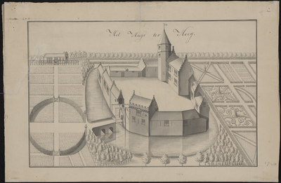 172a Het Huijs Ter Hoog. Gezicht op het slot ter Hooge te Koudekerke (W.), voor- en oostzijde