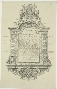 1731 in de Kerk op Burgt. Het gedenkteken voor David de Huybert, raadsheer raad van Vlaanderen, bewindhebber ...