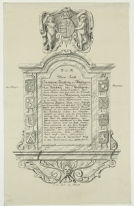 1732 In de Kerk op Burgt. Het gedenkteken voor Barbara Theodora van Willigen, overleden 1 september 1719, oud 33 jaar, ...