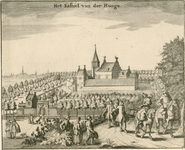 174 Het Kasteel van der Hooge. Gezicht op het slot ter Hooge te Koudekerke (W.), met op de voorgrond personen en op de ...