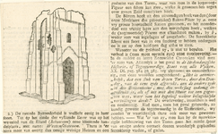 1740 De overblijfselen van de toren van de rooms-katholieke kerk te Westenschouwen, na het inslaan van de bliksem, met ...