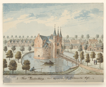 1751 't Huis Windenburg, van voren, na Jc. Hildernisse. 1695. Gezicht op het kasteel Windenburg, van de voorzijde, met ...