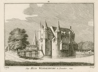 1755 Het Huis Windenburg in Dreischor. 1743. Gezicht op het kasteel Windenburg te Dreischor, met kerktoren