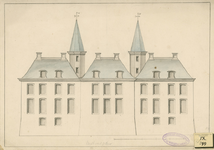 177 Aanzicht van de achtergevel van het slot ter Hooge te Koudekerke (W.) na de verbouwing van 1754-1757 onder Jan van ...