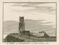1784 De Toren van Koudekerk in 't Eiland Schouwen. 1743. Gezicht op de toren van de voormalige rooms-katholieke kerk te ...