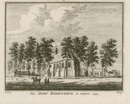 1790 Het Dorp Kerkwerve in Schouwe. 1745. Gezicht in het dorp Kerkwerve, met Nederlandse Hervormde kerk, en op de ...