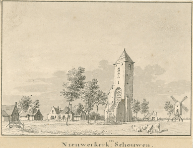 1792 Nieuwerkerk; in Schouwen. Gezicht in het dorp Nieuwerkerke ('Schutje') (Schouwen)