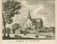 1810 Kapelle in Duiveland. Gezicht op het dorp Capelle (Duiveland), met Nederlandse Hervormde kerk, en op de voorgrond ...
