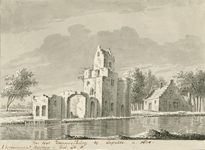 1814 Het Slot Zwaanenburg bij Capelle, a. 1630. Gezicht op de ruïne van het kasteel Zwanenburg te Capelle (Duiveland)