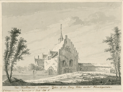 1825 Het Karthuizer Klooster Zion, of de Berg Zion, onder Noordgouwe. Gezicht op het klooster Sion te Noordgouwe, met ...