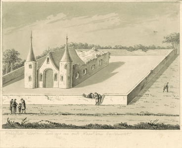1827 Overblijfzels Klooster Zion uit een oude kaart van Van Burcht. Het klooster Sion te Noordgouwe, met muur
