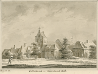 1839 Oosterland in Duiveland. 1636. Gezicht op het dorp Oosterland, met Nederlandse Hervormde kerk, en personen, ...