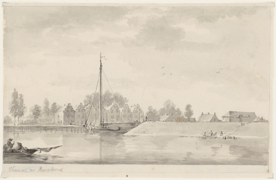 1871 Vianen in Duveland. Gezicht op de haven van Vianen (Duiveland), met personen