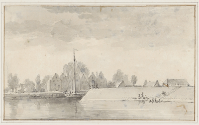 1872 Gezicht op de haven van Vianen (Duiveland), met personen