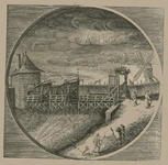 1928 Gezicht op de Hoofdpoort te Zierikzee, met personen, waaronder wachters, in ovaal, afgebroken in 1817